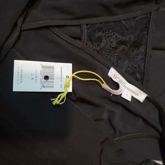 BCBGeneration Black Wrap Style Lace Dress NWT Size 4 - Picture 9 of 9